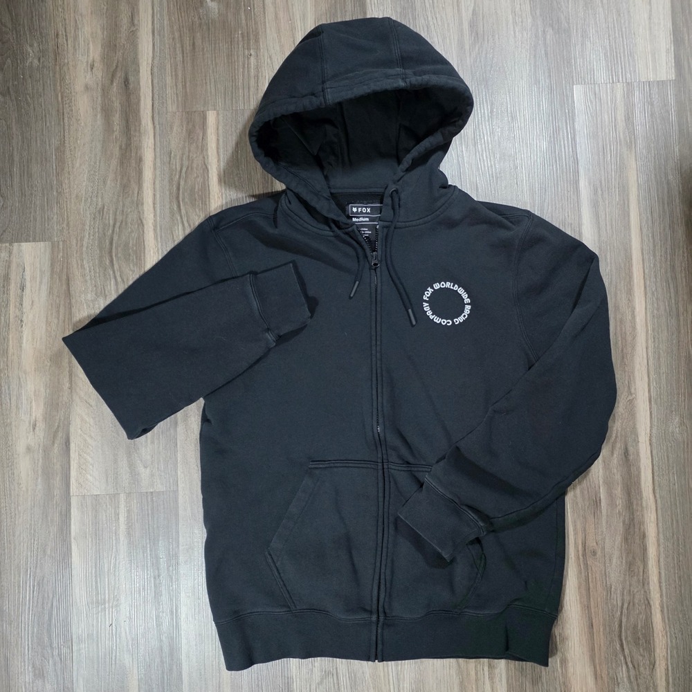 Fox Racing Worldwide Company Mens Black Full Zip Graphic Hoodie Medium